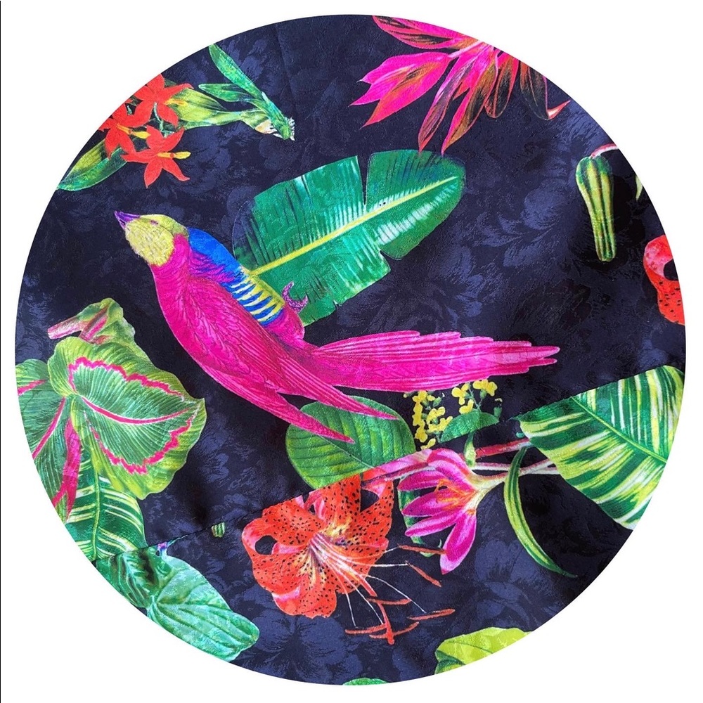 SOLD ๐ MANGO Tropical Parrot Butterfly Floral Oversized Satin Blazer XS - Picture 10 of 15